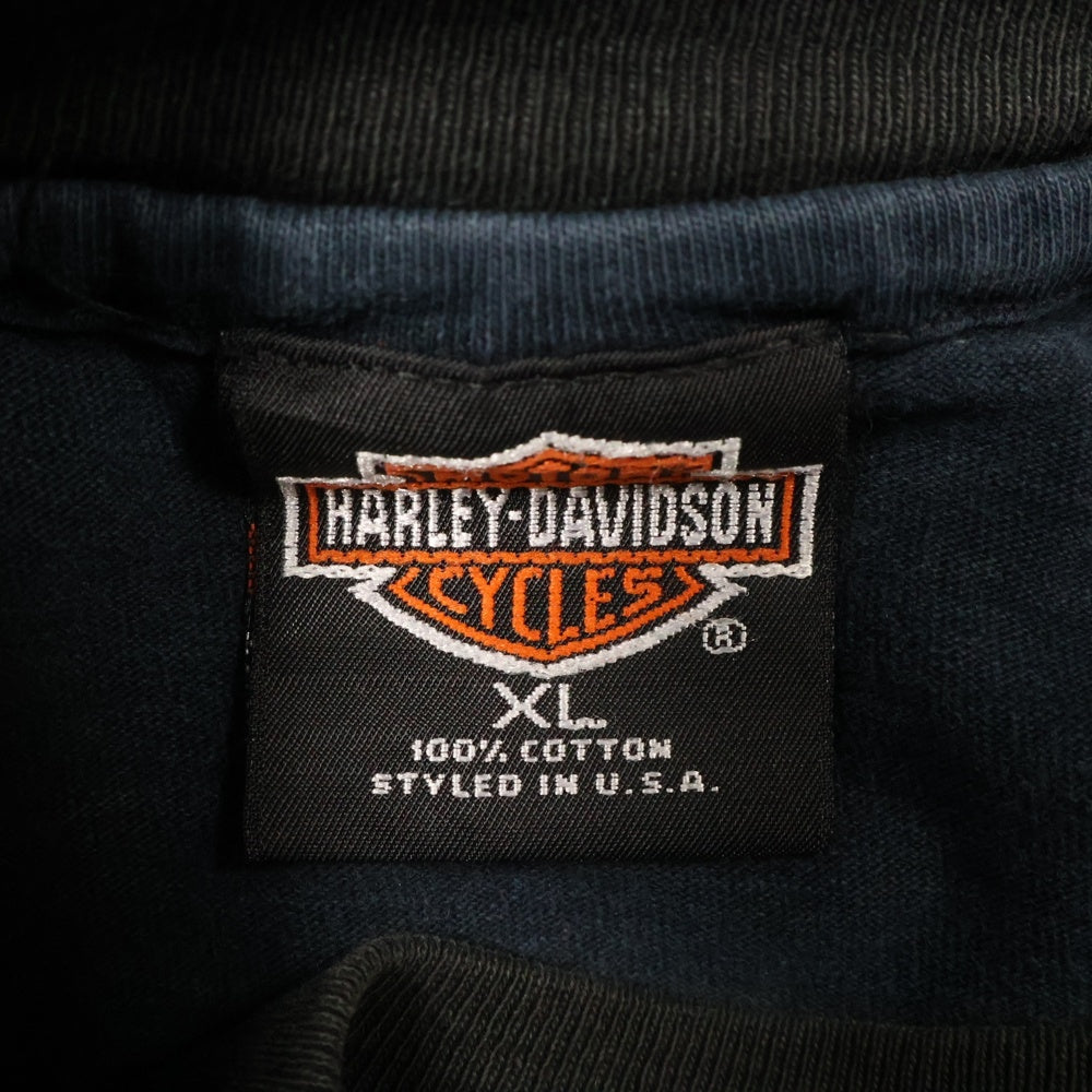 VINTAGE(ヴィンテージ) 90S Harley Davidson LOGO CENTRAL TWIN LS フレイム プリント ロングスリーブ 長袖Tシャツ ブラック