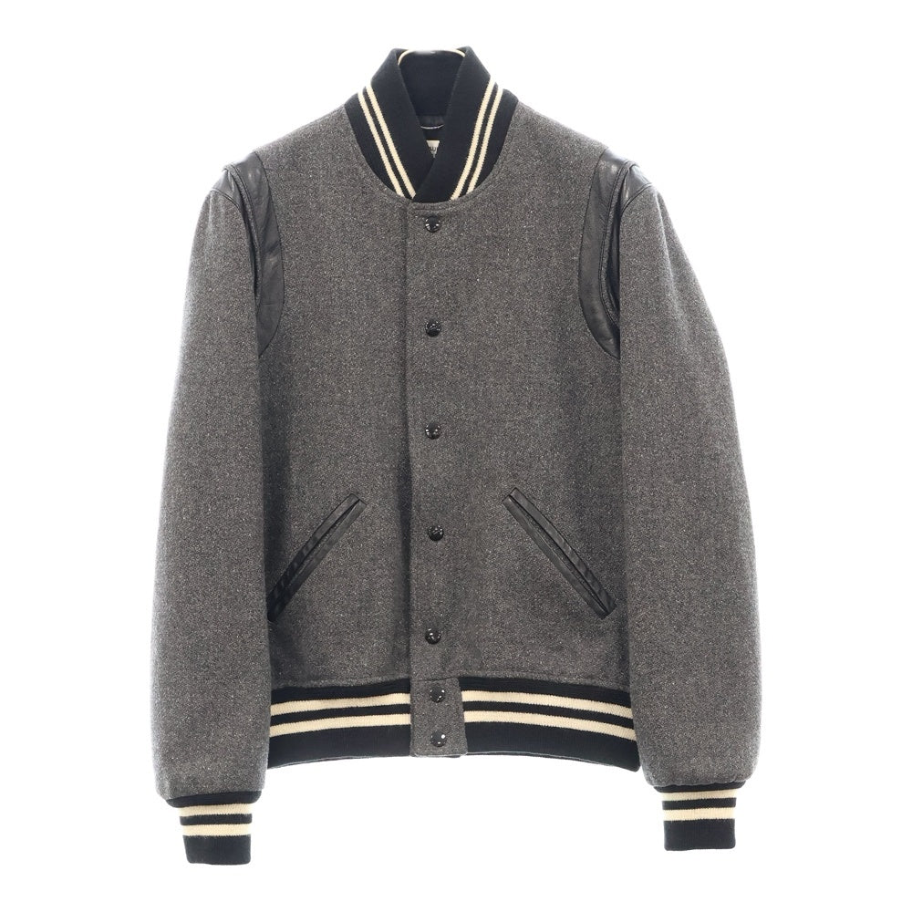 SAINT LAURENT PARIS(サンローランパリ) 14AW レザー切替 テディジャケット スタジャン ブルゾン グレー 354718 Y968F