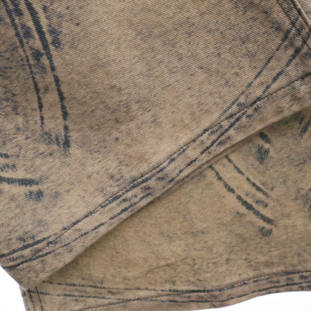 NO/FAITH STUDIOS(ノーフェイスストゥディオス) PRINTED DENIM BEI USED LOOK PRINTED プリント フレア デニム パンツ ブルー