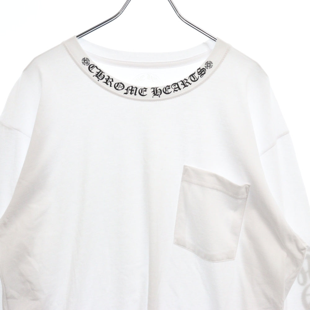 CHROME HEARTS(クロムハーツ) Neck Logo L/S Tee ネックロゴ プリント長袖Tシャツ カットソー ホワイト