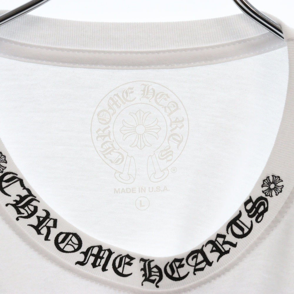 CHROME HEARTS(クロムハーツ) Neck Logo L/S Tee ネックロゴ プリント長袖Tシャツ カットソー ホワイト