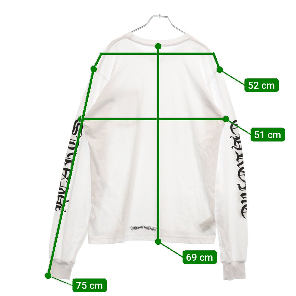 CHROME HEARTS(クロムハーツ) Neck Logo L/S Tee ネックロゴ プリント長袖Tシャツ カットソー ホワイト
