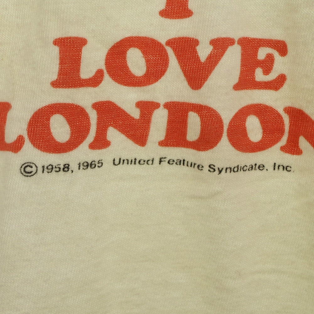 VINTAGE(ヴィンテージ) 80s SNOOPY ILOVE LONDON スヌーピー フロントプリント Tシャツ 半袖カットソー ホワイト