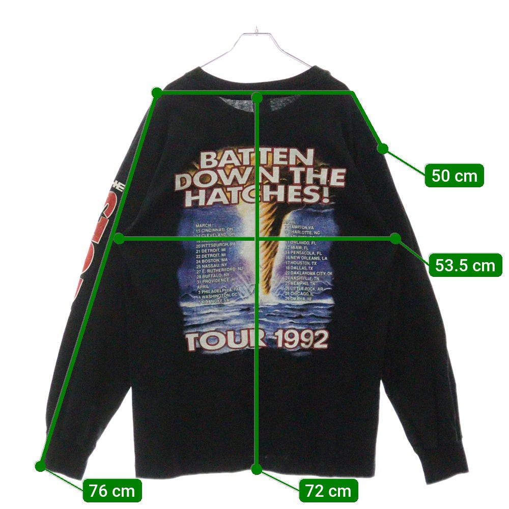VINTAGE(ヴィンテージ) 90S The Storm Batten Down The Hatches 両面プリント ロングスリーブ 長袖Tシャツ ブラック