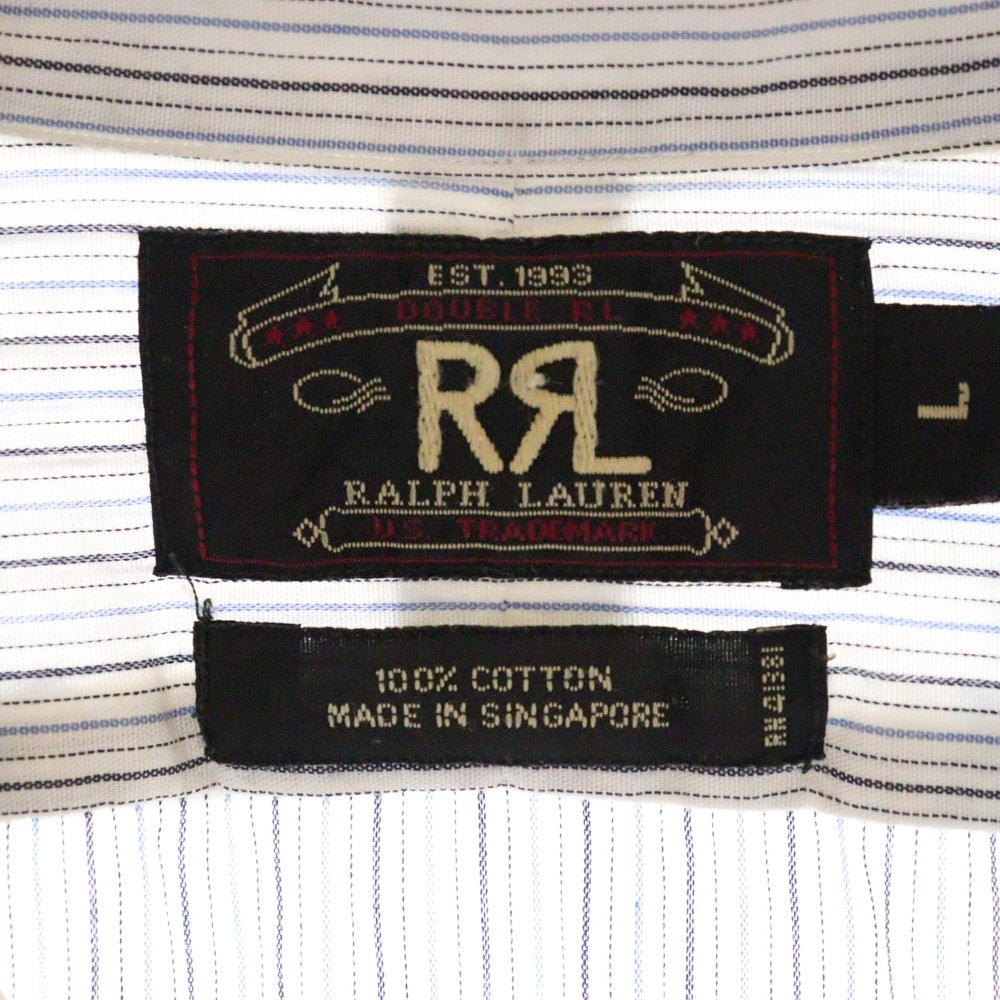 RRL(ダブルアールエル) 90s 三ツ星タグ ストライプ オープンカラー シャツ 長袖シャツ