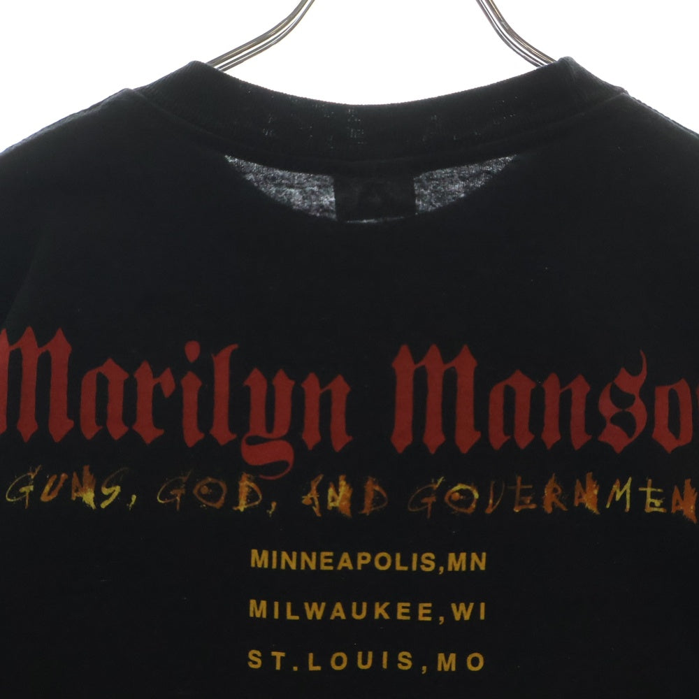 VINTAGE(ヴィンテージ) 00s MARILYN MANSON HOLY WOOD GUNS GOD AND GOVERNMENT TEE マリリンマンソン 両面プリント半袖Tシャツ カットソー ブラック