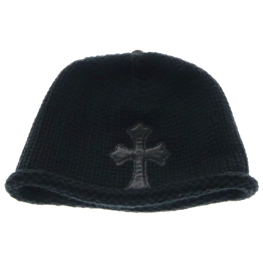 CHROME HEARTS(クロムハーツ) クロスパッチ カシミヤ ニットキャップ ビーニー 帽子 ブラック
