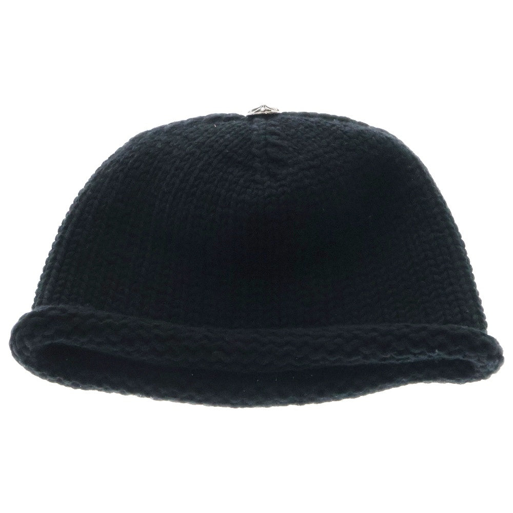CHROME HEARTS(クロムハーツ) クロスパッチ カシミヤ ニットキャップ ビーニー 帽子 ブラック