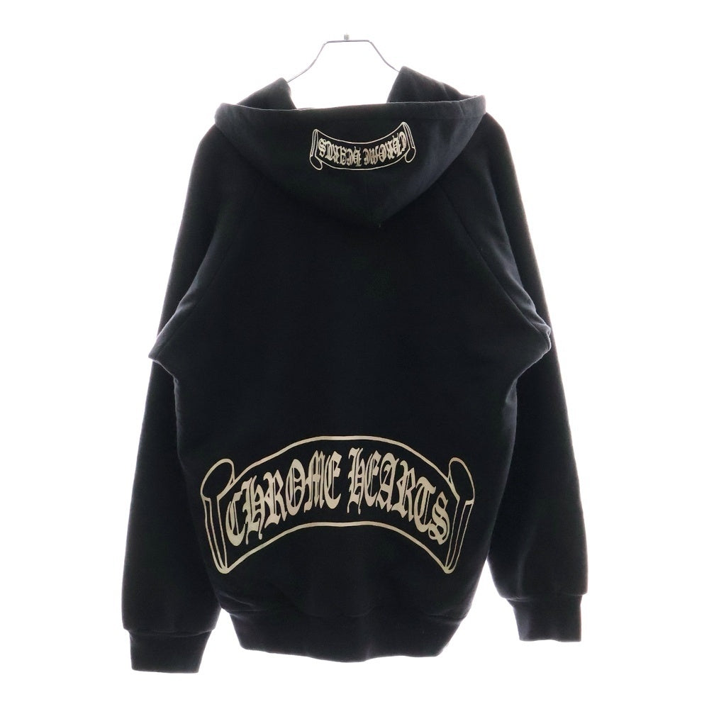 CHROME HEARTS(クロムハーツ) OLD ダガージップ スクロールラベルプリント サーマル裏地 ジップパーカー フーディー ブラック