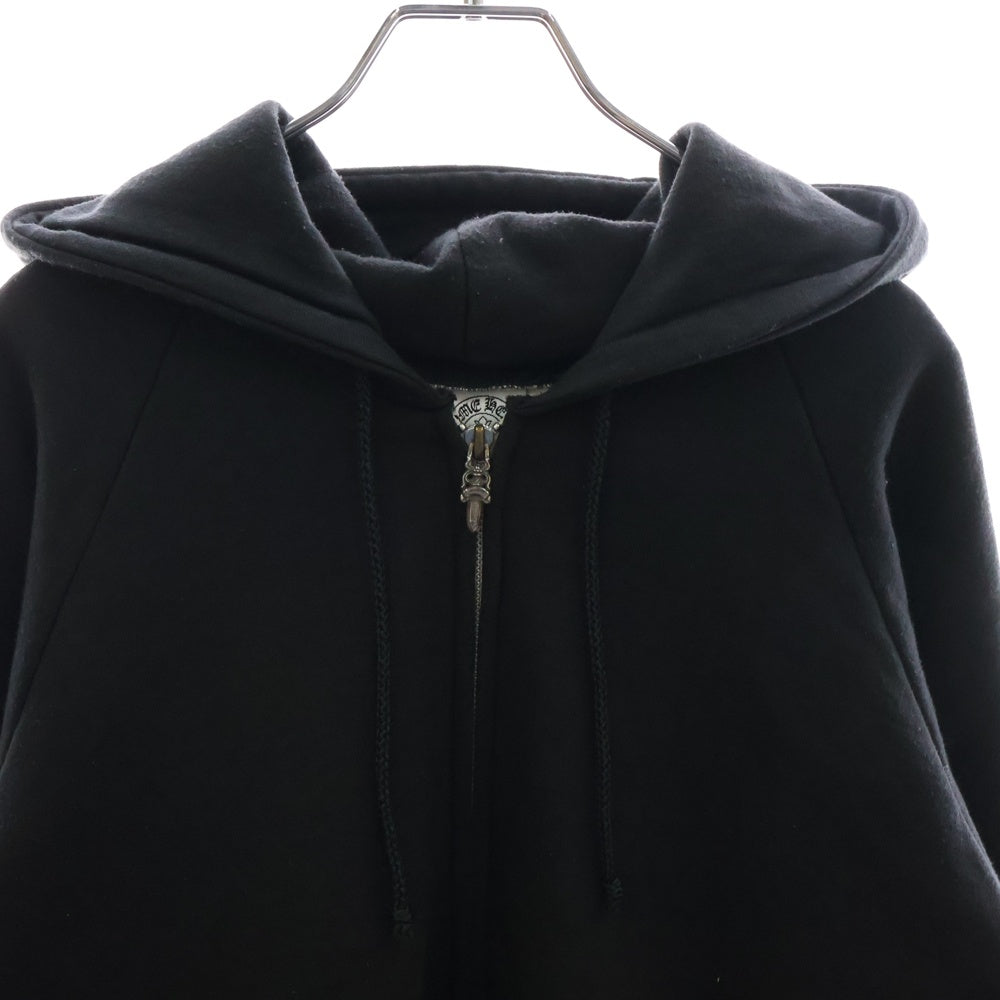CHROME HEARTS(クロムハーツ) OLD ダガージップ スクロールラベルプリント サーマル裏地 ジップパーカー フーディー ブラック