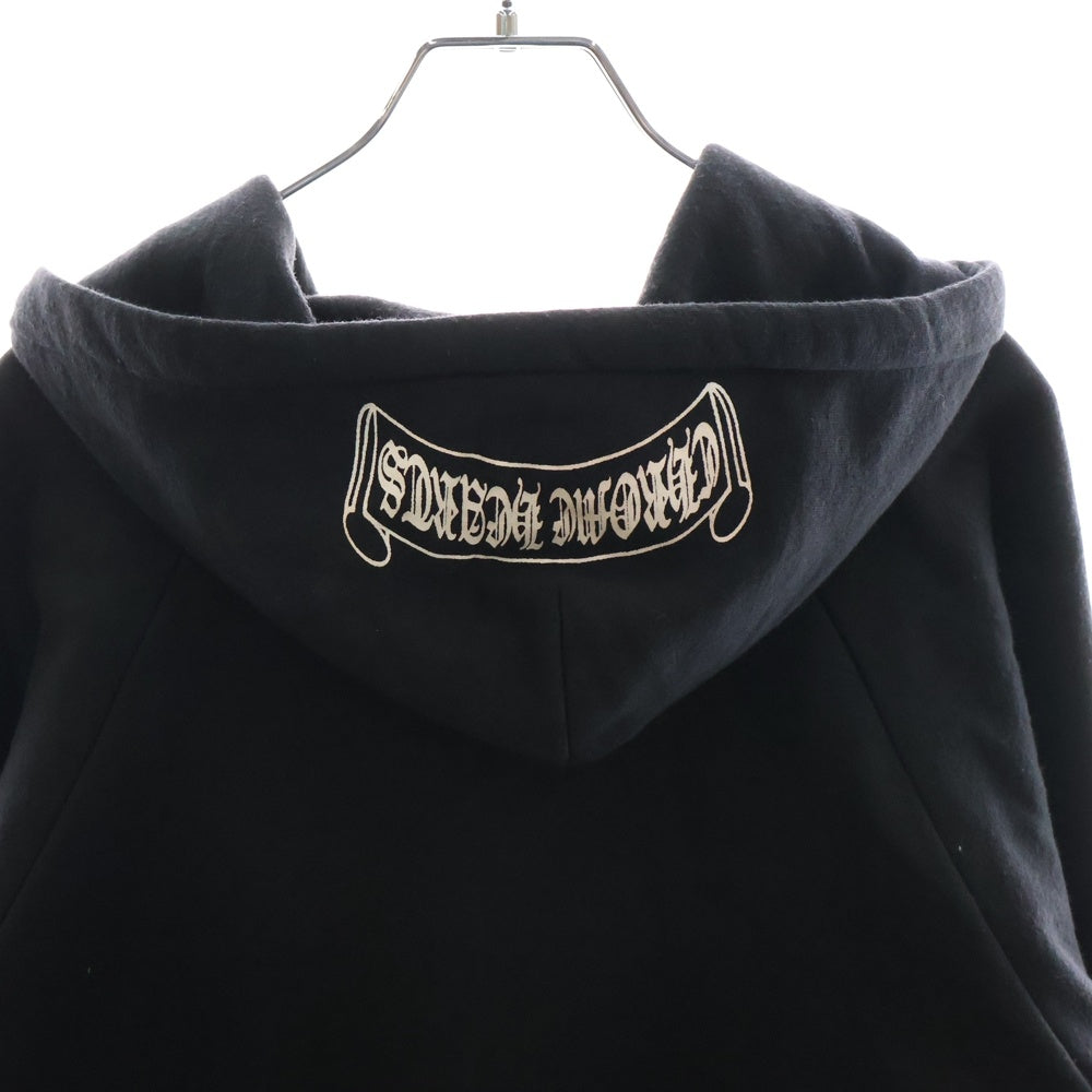 CHROME HEARTS(クロムハーツ) OLD ダガージップ スクロールラベルプリント サーマル裏地 ジップパーカー フーディー ブラック