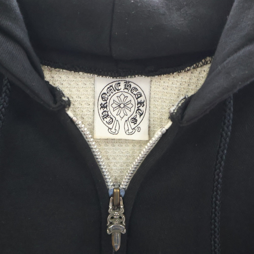 CHROME HEARTS(クロムハーツ) OLD ダガージップ スクロールラベルプリント サーマル裏地 ジップパーカー フーディー ブラック