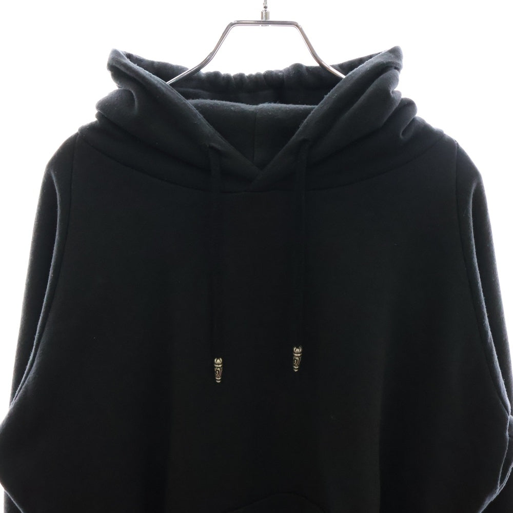 CHROME HEARTS(クロムハーツ) OLD SWTSHRT PLVR オールドモデル 袖フローラル ホースシュー サーマル裏地プルオーバーパーカーパーカー ブラック ボロチップ付き