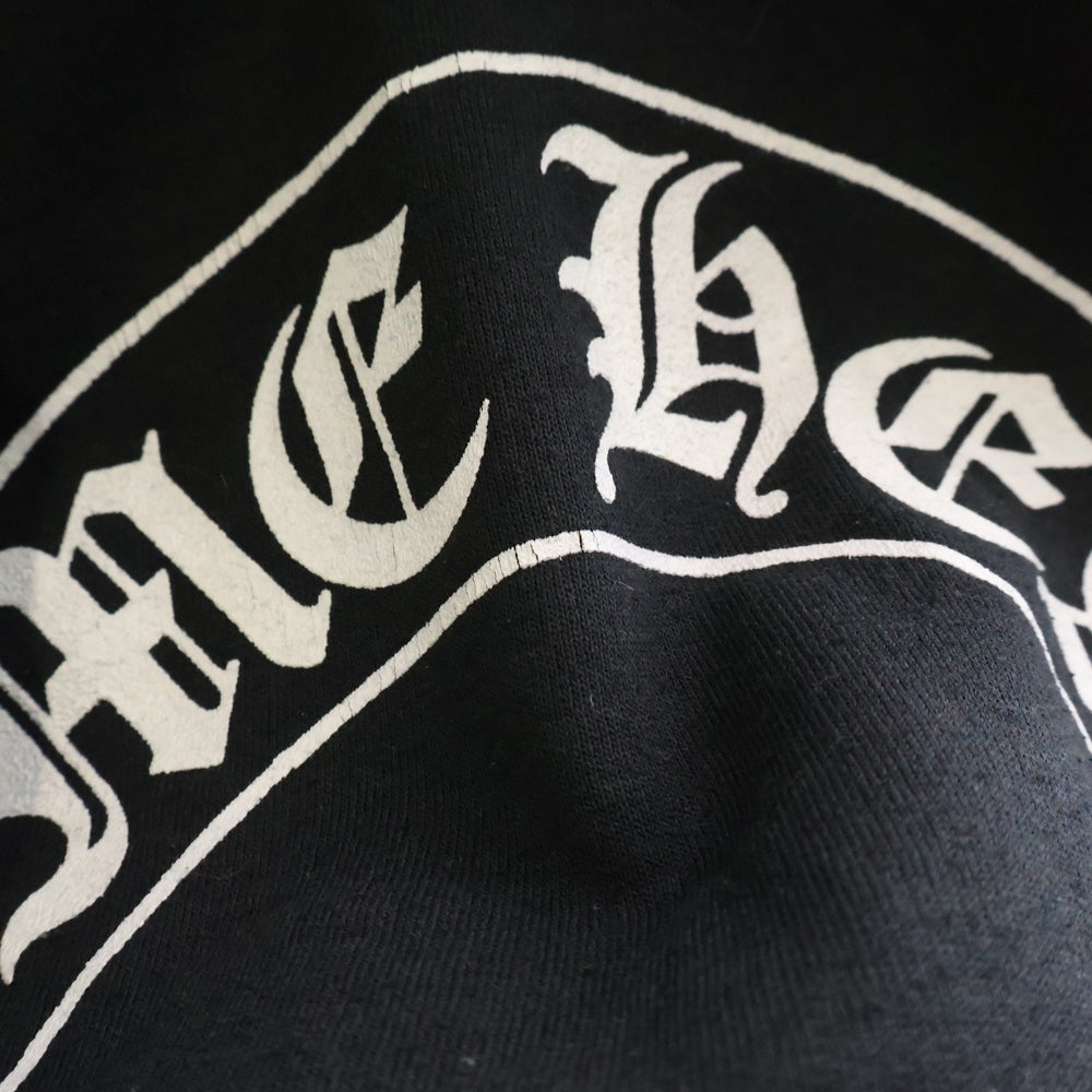 CHROME HEARTS(クロムハーツ) OLD SWTSHRT PLVR オールドモデル 袖フローラル ホースシュー サーマル裏地プルオーバーパーカーパーカー ブラック ボロチップ付き
