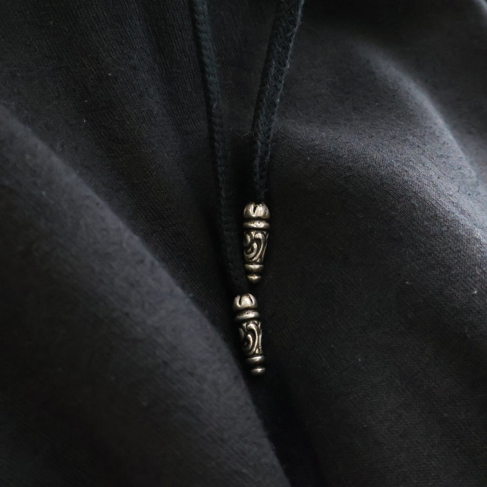 CHROME HEARTS(クロムハーツ) OLD SWTSHRT PLVR オールドモデル 袖フローラル ホースシュー サーマル裏地プルオーバーパーカーパーカー ブラック ボロチップ付き