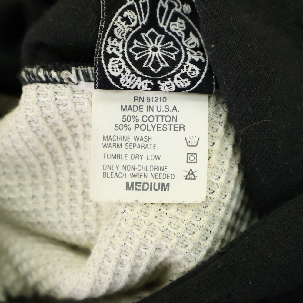 CHROME HEARTS(クロムハーツ) OLD SWTSHRT PLVR オールドモデル 袖フローラル ホースシュー サーマル裏地プルオーバーパーカーパーカー ブラック ボロチップ付き