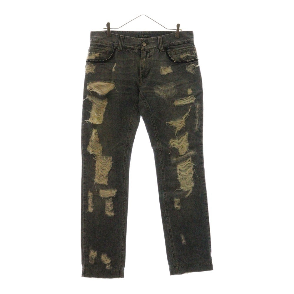 DOLCE & GABBANA(ドルチェアンドガッバーナ) CRASH DENIM PANTS ダメージ クラッシュ クリスタル デニム パンツ インディゴ DP-G4Y0LZ/G9K19