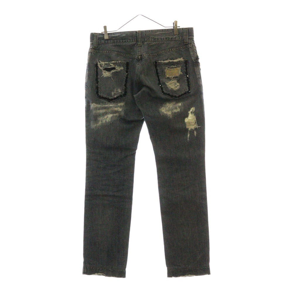 DOLCE & GABBANA(ドルチェアンドガッバーナ) CRASH DENIM PANTS ダメージ クラッシュ クリスタル デニム パンツ インディゴ DP-G4Y0LZ/G9K19