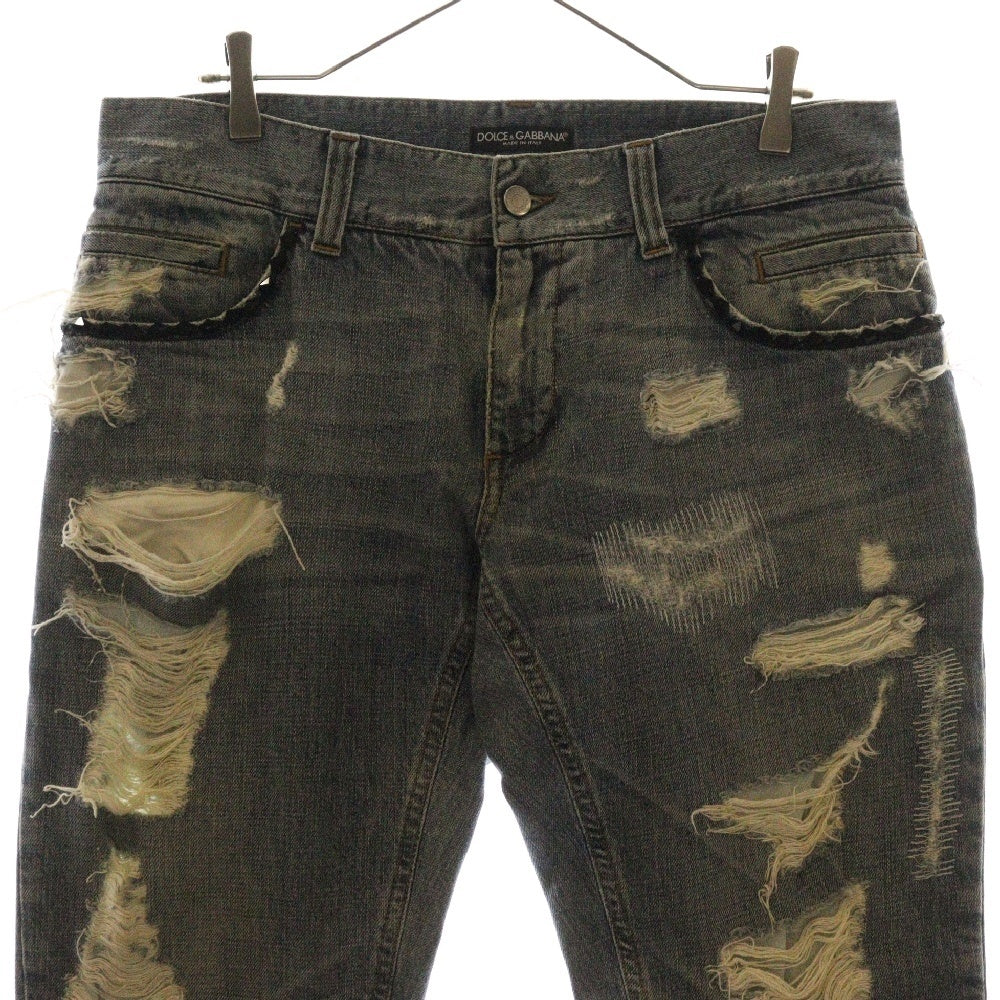 DOLCE & GABBANA(ドルチェアンドガッバーナ) CRASH DENIM PANTS ダメージ クラッシュ クリスタル デニム パンツ インディゴ DP-G4Y0LZ/G9K19