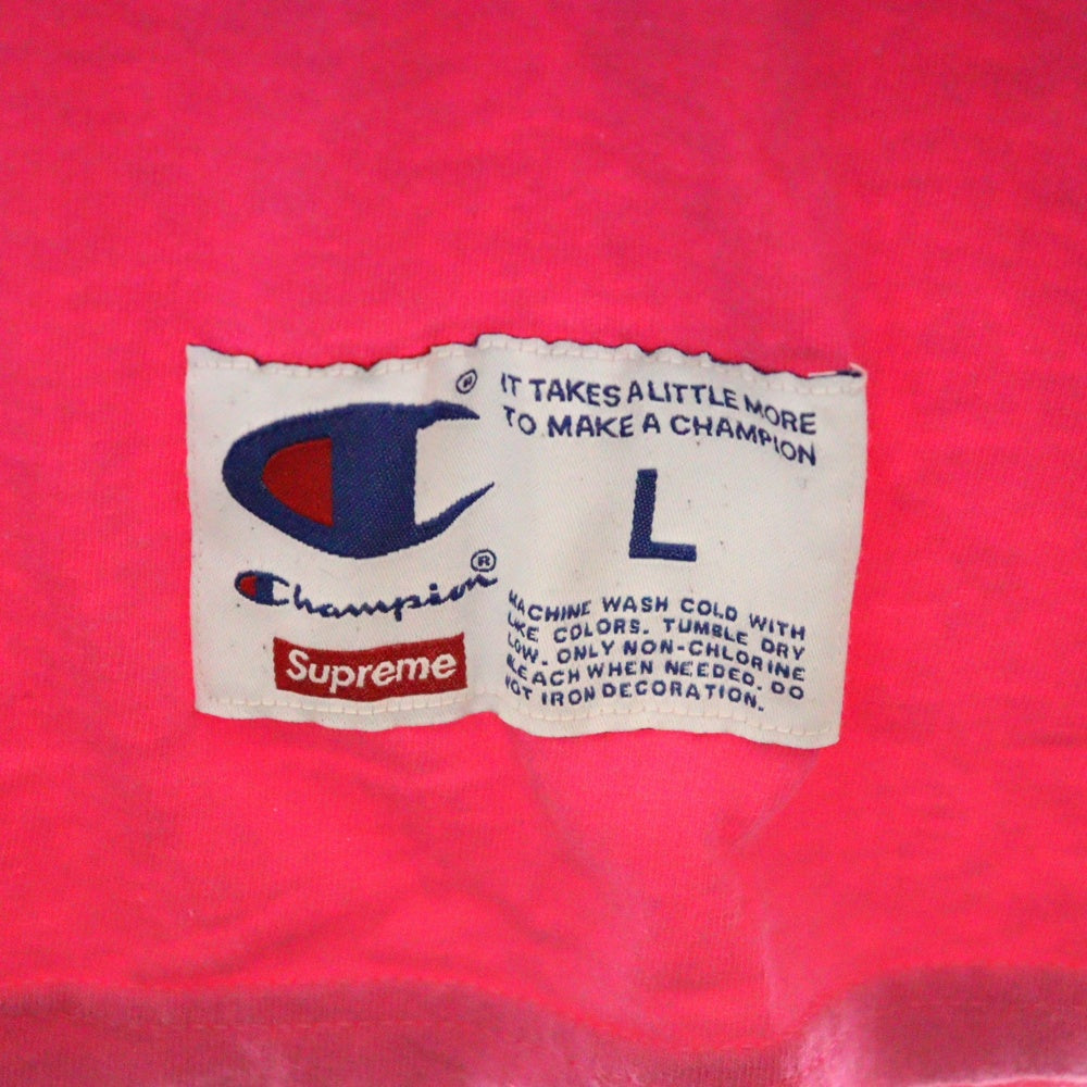 SUPREME(シュプリーム) 17SS × Champion L/S Tee チャンピオン ロゴプリント ロングスリーブ長袖Tシャツ ピンク