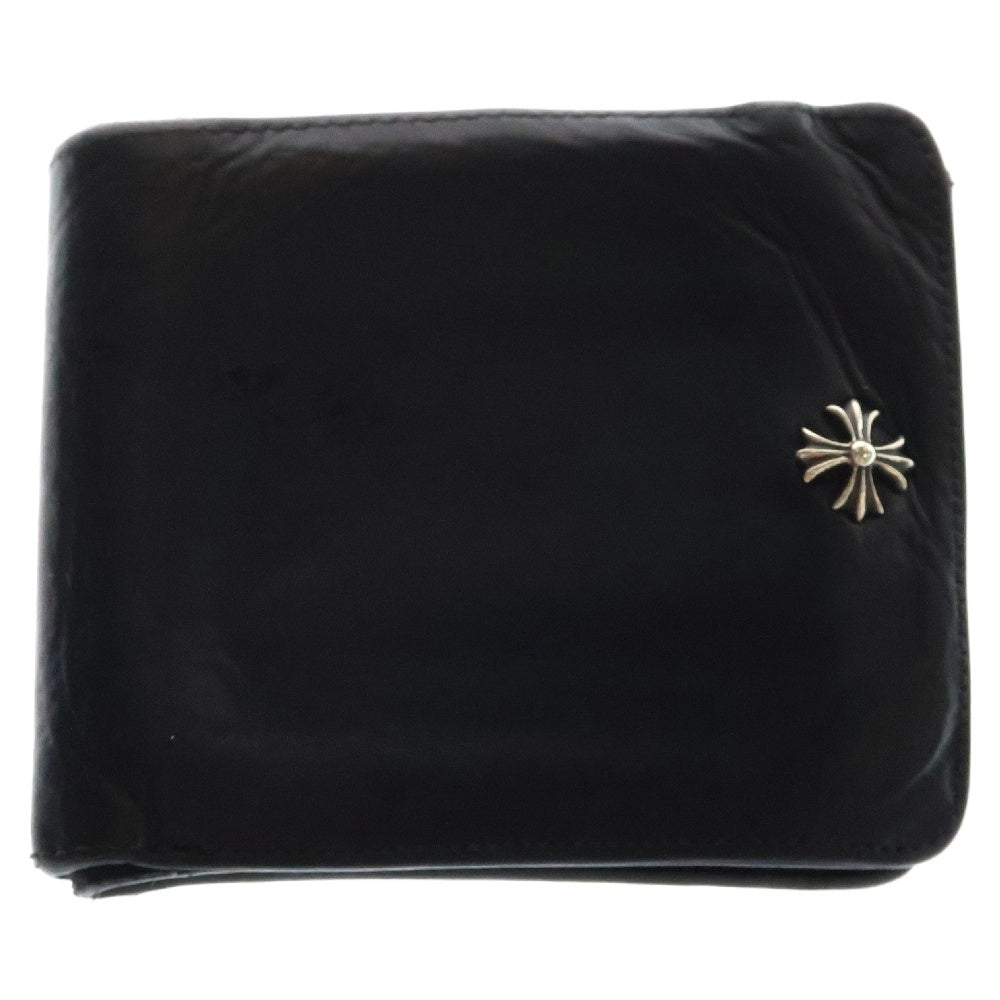 CHROME HEARTS(クロムハーツ) OLD 1SNAP 1スナップ クロスボタン レザーウォレット 2つ折り 財布 ブラック