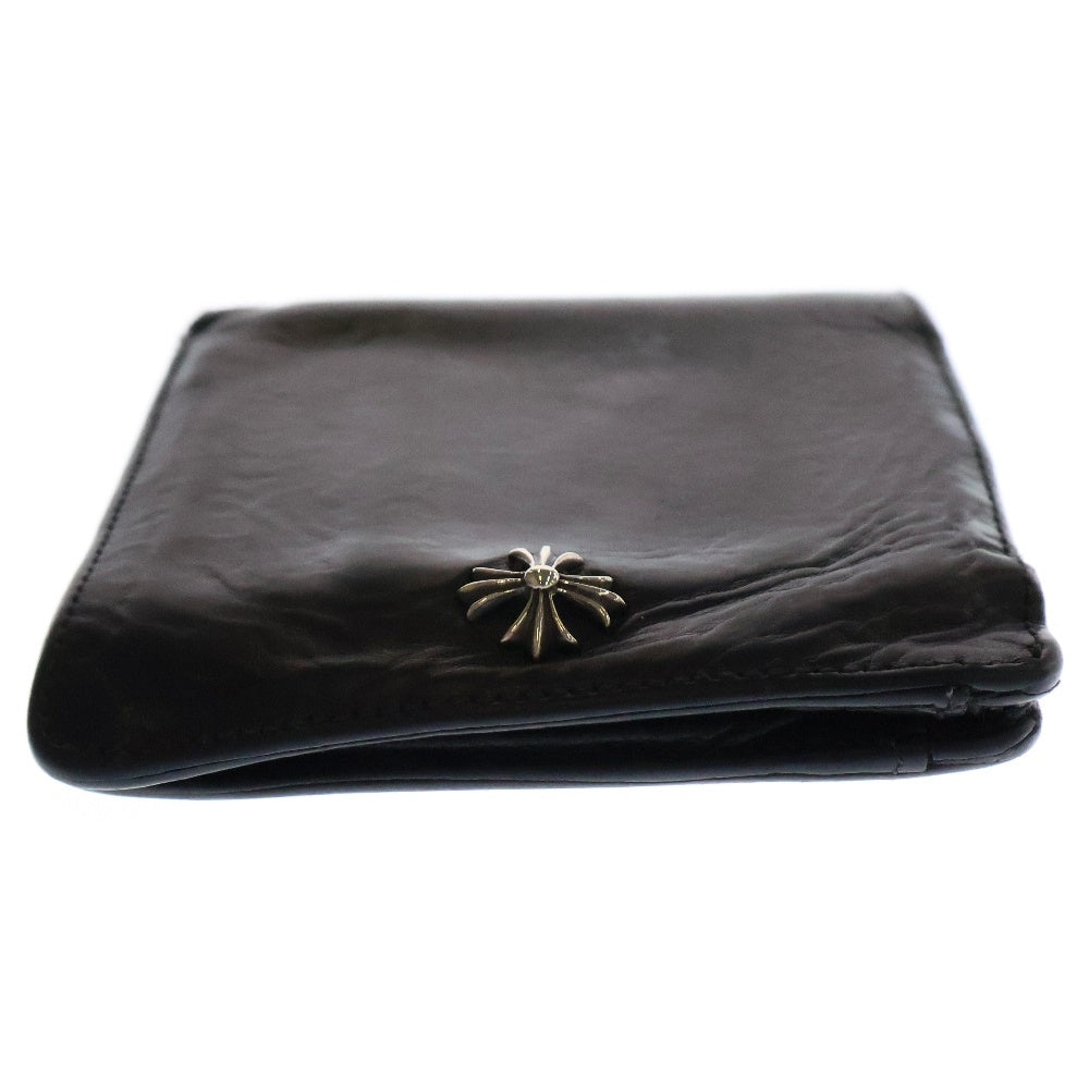 CHROME HEARTS(クロムハーツ) OLD 1SNAP 1スナップ クロスボタン レザーウォレット 2つ折り 財布 ブラック