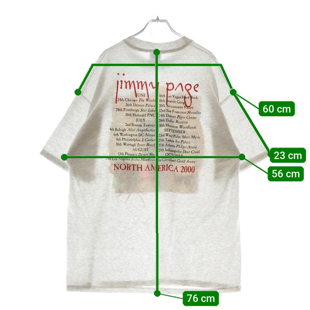 VINTAGE(ヴィンテージ) 00s LED ZEPPELIN JIMMY PAGE NORTH AMERICA TOUR 2000 ZOSO Tシャツ 半袖カットソー グレー