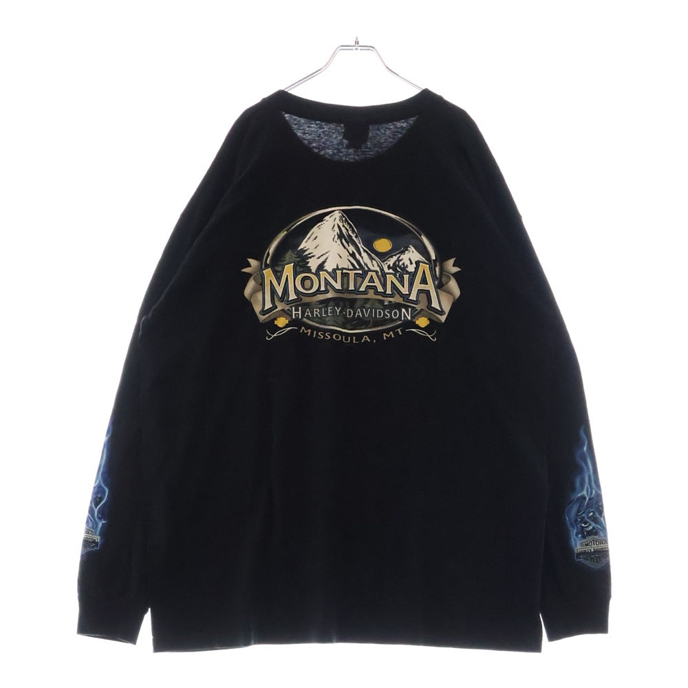 VINTAGE(ヴィンテージ) 00S HARLEY DAVIDSON MONTANA ピエロ フレイム ロングスリーブ 長袖Tシャツ ブラック