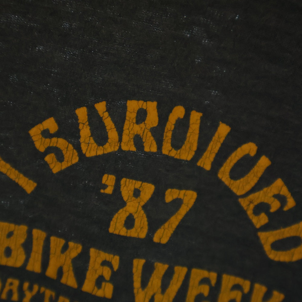 VINTAGE(ヴィンテージ) 80ー90s I SURUIUED 87 BIKE WEEK TEE フロントプリント半袖Tシャツ カットソー ブラック