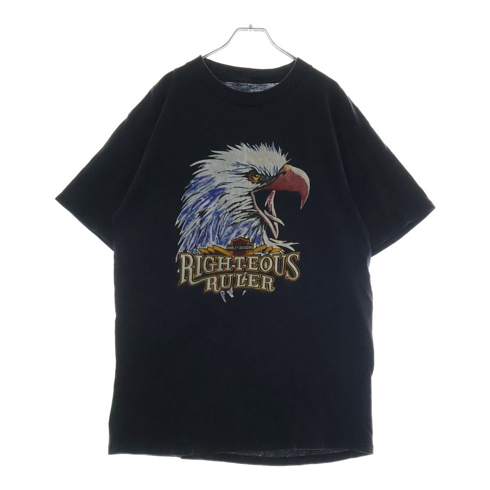 VINTAGE(ヴィンテージ) 90-00s Harley Davidson TEE ハーレーダヴィットソン イーグル フロントプリント半袖Tシャツ カットソー ブラック