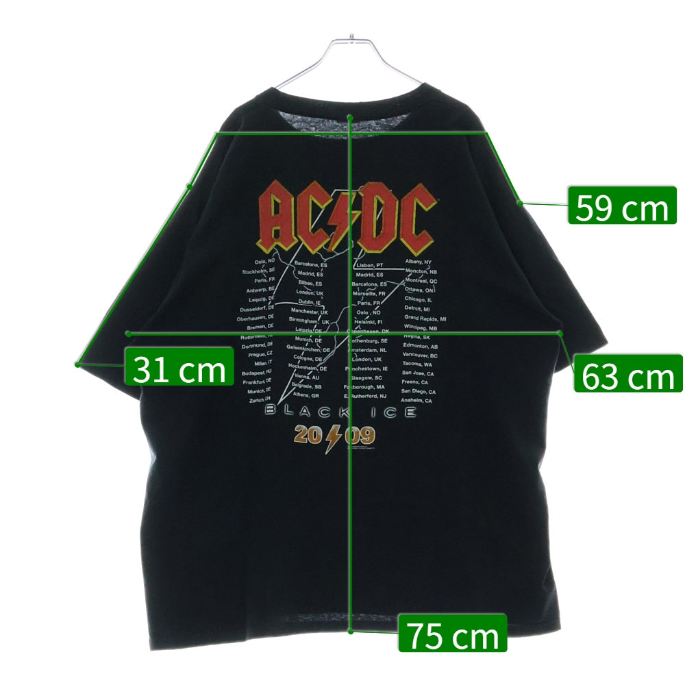 VINTAGE(ヴィンテージ) 00s AC/DC BLACK ICE WORLD TOUR エーシーディーシー ワールド ツアー Tシャツ 半袖カットソー ブラック