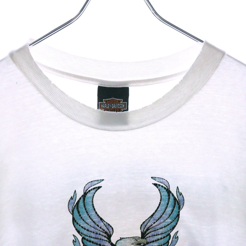 VINTAGE(ヴィンテージ) 00s HARLEY DAVIDSON DAVIES HACIENDA L/S TEE ハーレーダビッドソン ブルー フレイム ロンT 長袖カットソー ホワイト
