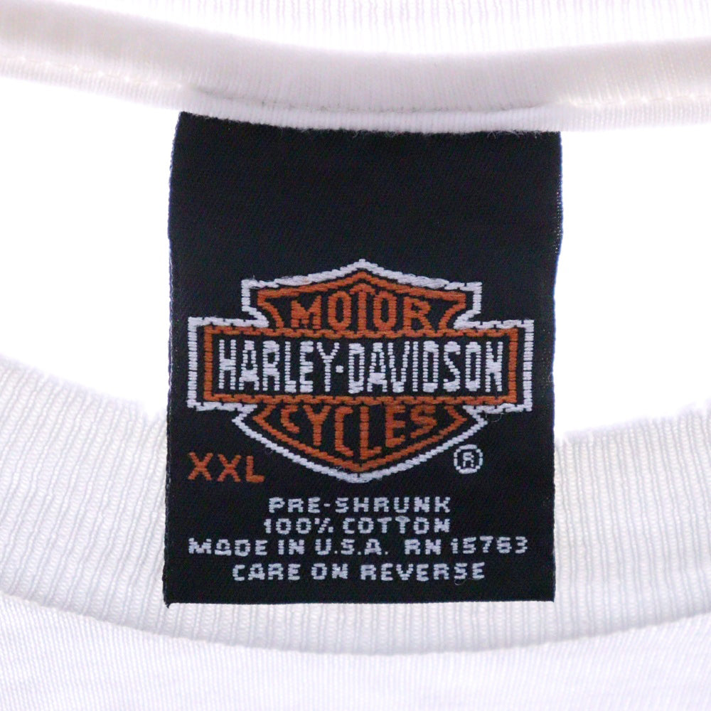 VINTAGE(ヴィンテージ) 00s HARLEY DAVIDSON DAVIES HACIENDA L/S TEE ハーレーダビッドソン ブルー フレイム ロンT 長袖カットソー ホワイト