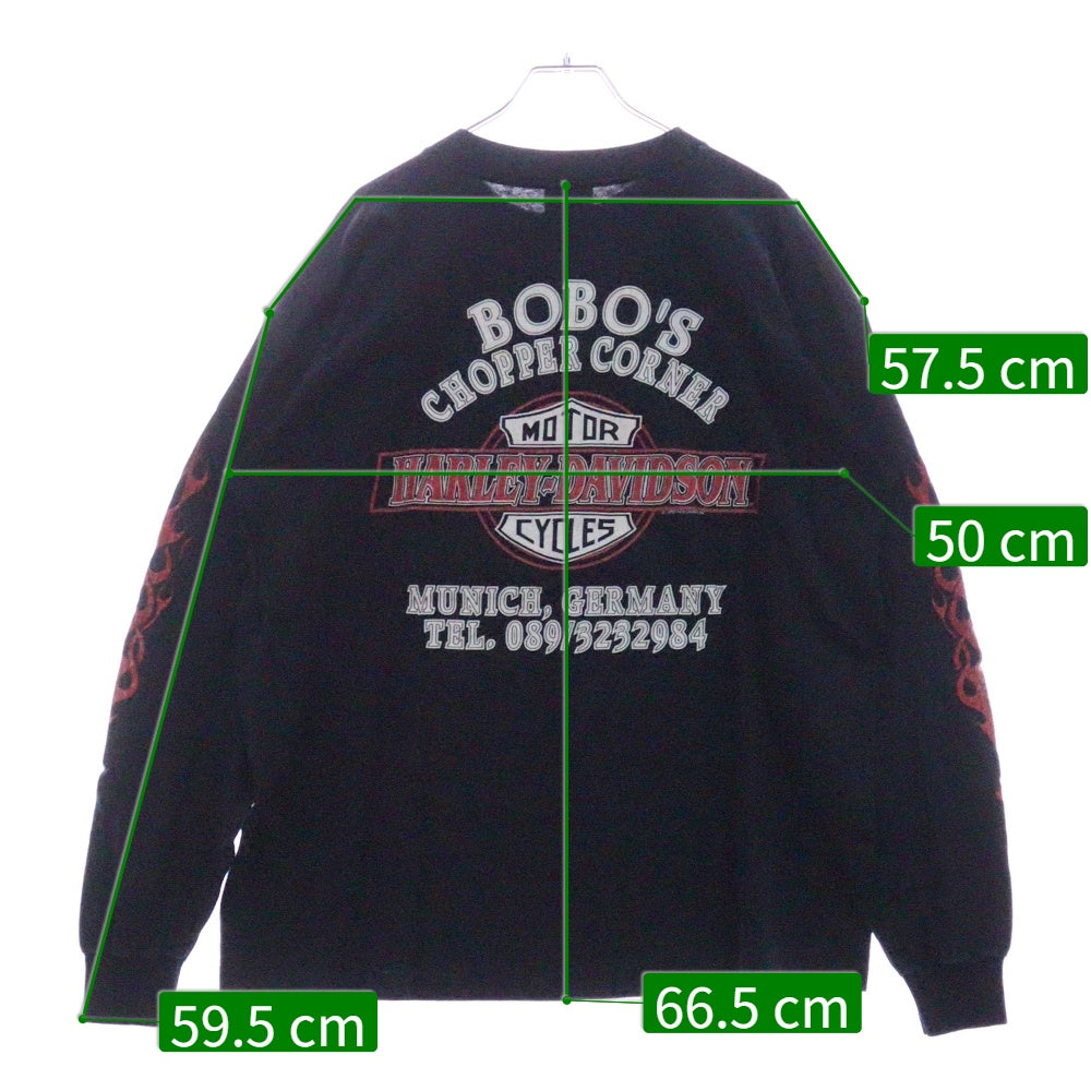 VINTAGE(ヴィンテージ) 90s HARLEY DAVIDSON BOBOs CHOPPER CORNER L/S TEE ハーレーダビッドソン ロンT Tシャツ 長袖カットソー ブラック