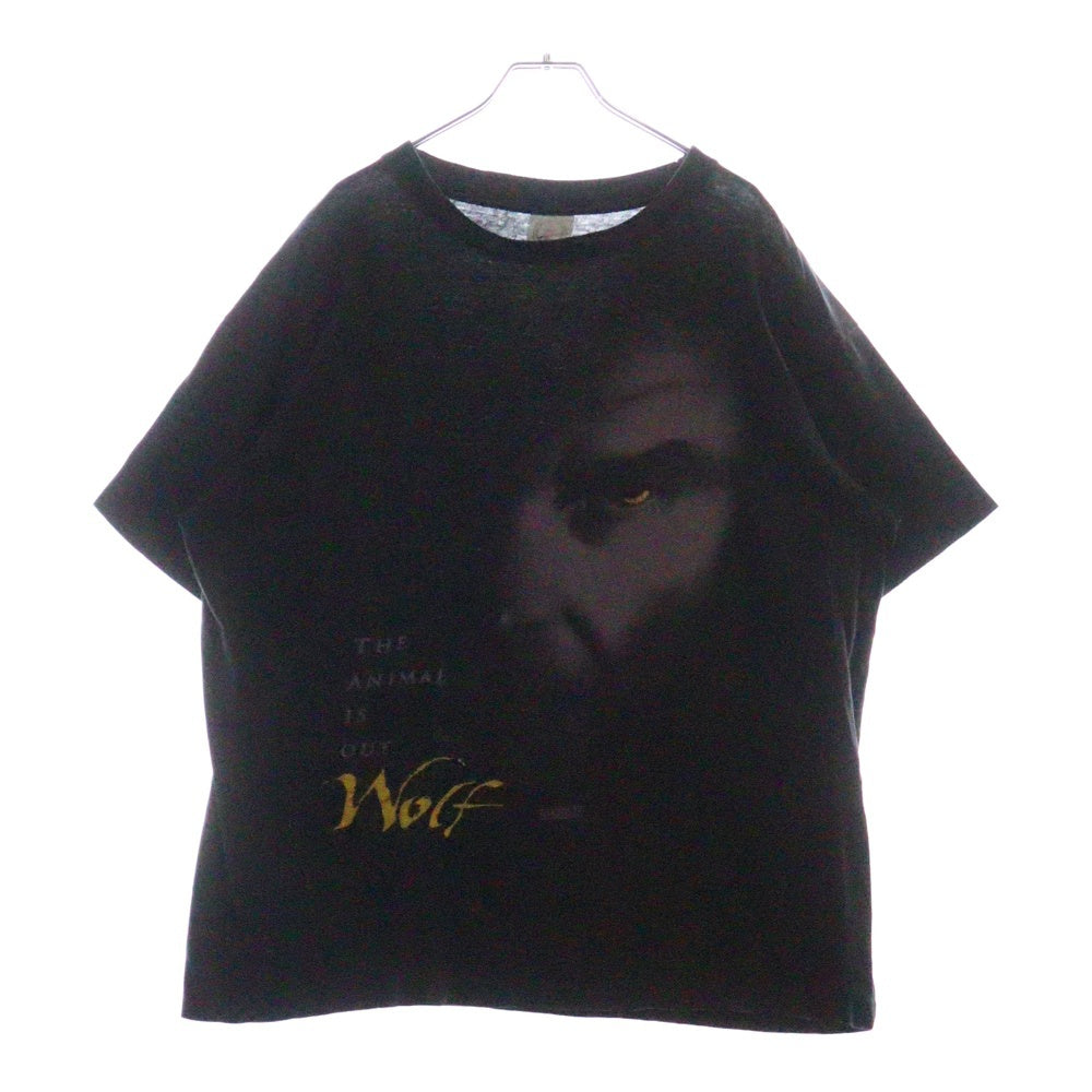 VINTAGE(ヴィンテージ) 90s Wolf TEE ジャックニコルソン ムービー フロントプリント半袖Tシャツ カットソー ブラック