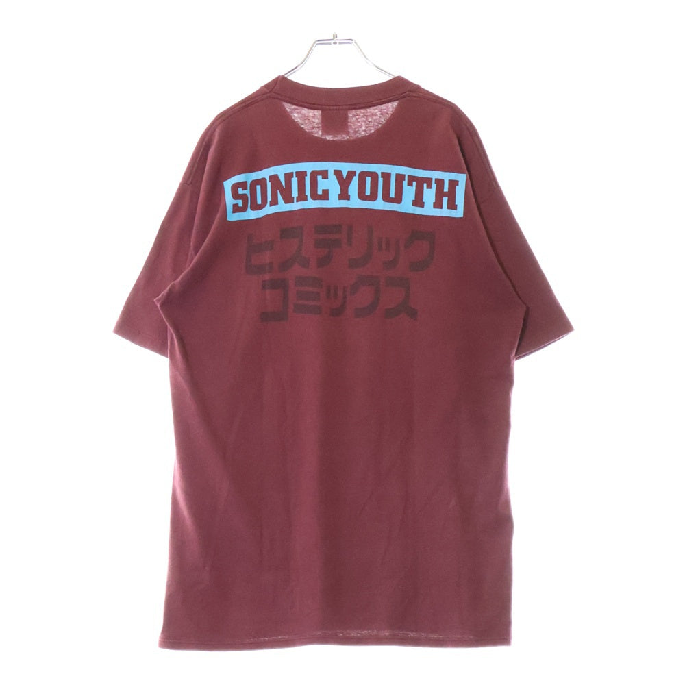 VINTAGE(ヴィンテージ) 90S SONIC YOUTH ヒステリックコミックス 無敵戦隊 ソニックユース 半袖Tシャツ バーガンディ