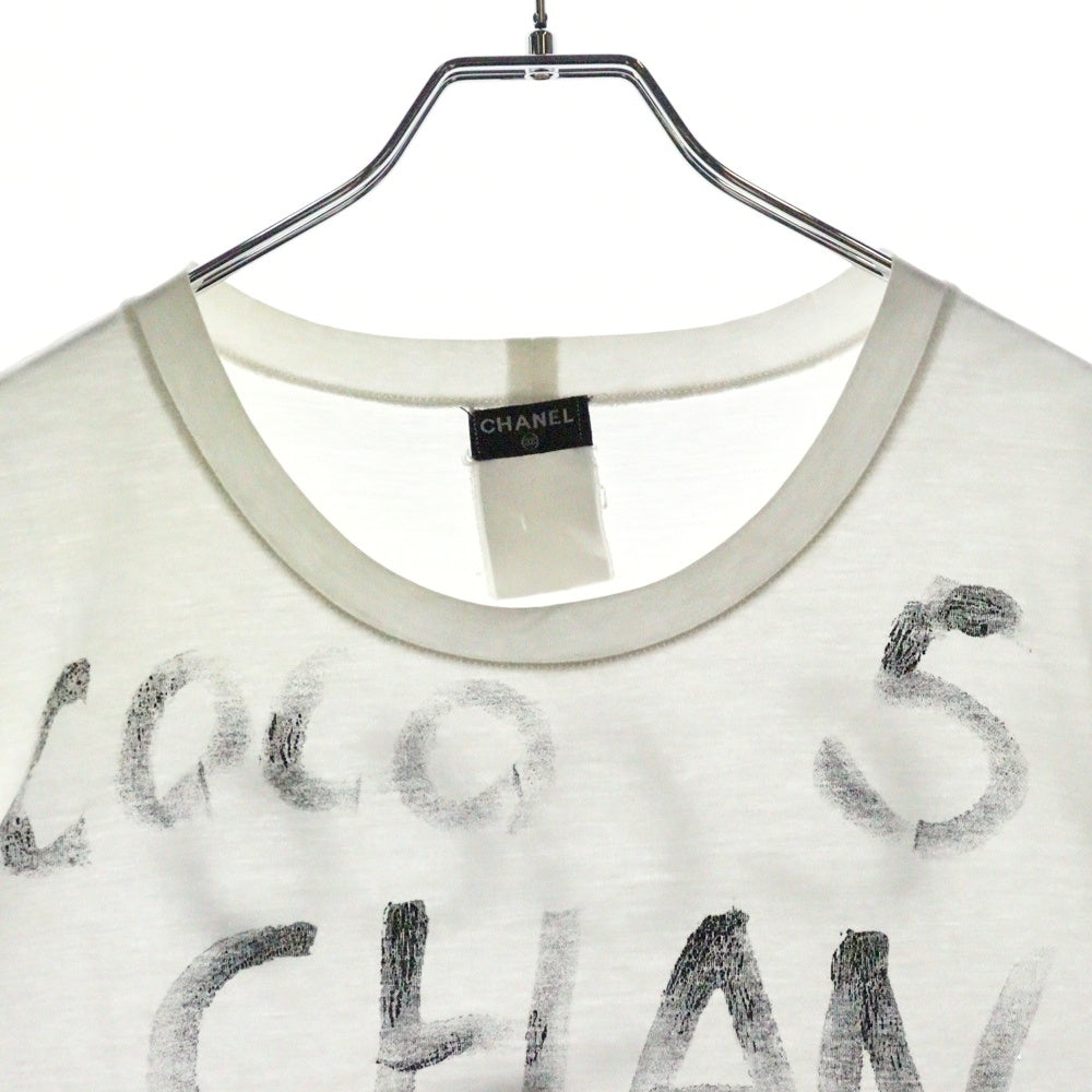 CHANEL(シャネル) 2008 CHRISTMAS クリスマス ハンドペイントデザイン 半袖Tシャツ ホワイト