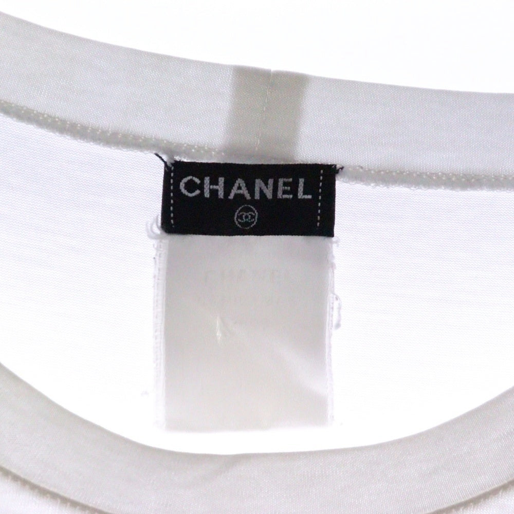 CHANEL(シャネル) 2008 CHRISTMAS クリスマス ハンドペイントデザイン 半袖Tシャツ ホワイト