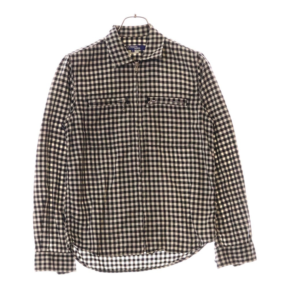 JUNYA WATANABE COMME des GARCONS(ジュンヤワタナベ コムデギャルソン) 07AW チェック ジップアップ シャツジャケット ホワイト/ブラック WT-B005