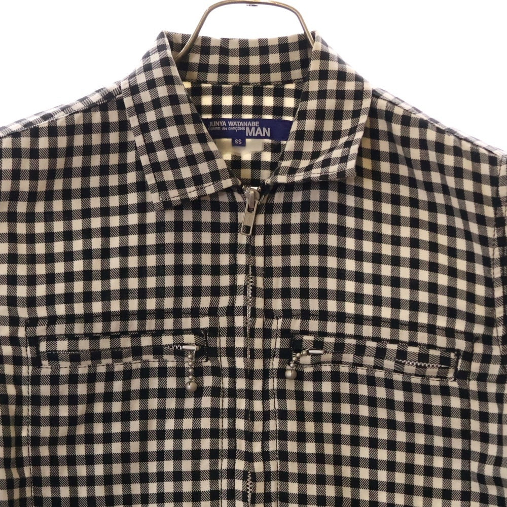 JUNYA WATANABE COMME des GARCONS(ジュンヤワタナベ コムデギャルソン) 07AW チェック ジップアップ シャツジャケット ホワイト/ブラック WT-B005