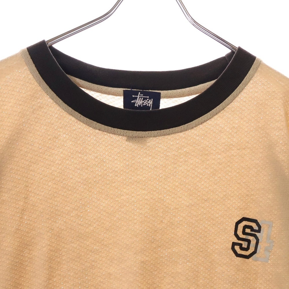 STUSSY(ステューシー) 90S OLD コンタグ コットンメッシュ リンガー 半袖Tシャツ ベージュ