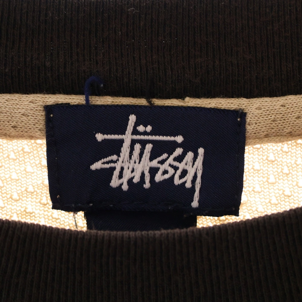 STUSSY(ステューシー) 90S OLD コンタグ コットンメッシュ リンガー 半袖Tシャツ ベージュ