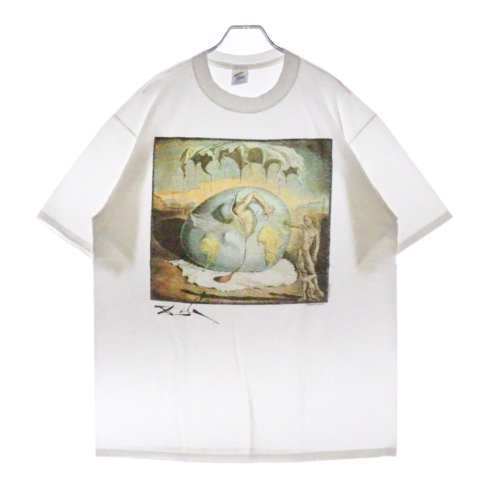 VINTAGE(ヴィンテージ) 90-00S Salvador Dali 新人類の誕生を見つめる地政学の子供 アートプリント 半袖Tシャツ ホワイト