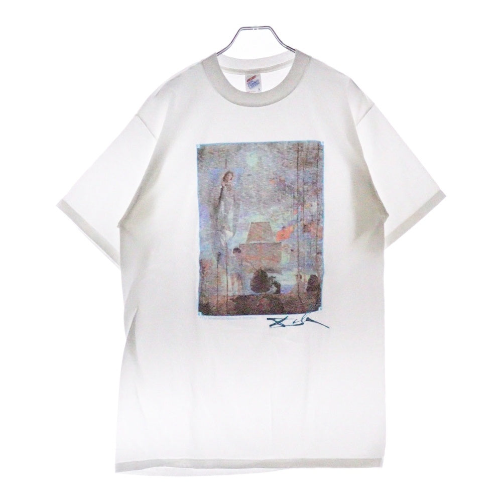 VINTAGE(ヴィンテージ) 90-00S Salvador Dali クリストファー・コロンブスによるアメリカ発見1959 アートプリント 半袖Tシャツ ホワイト
