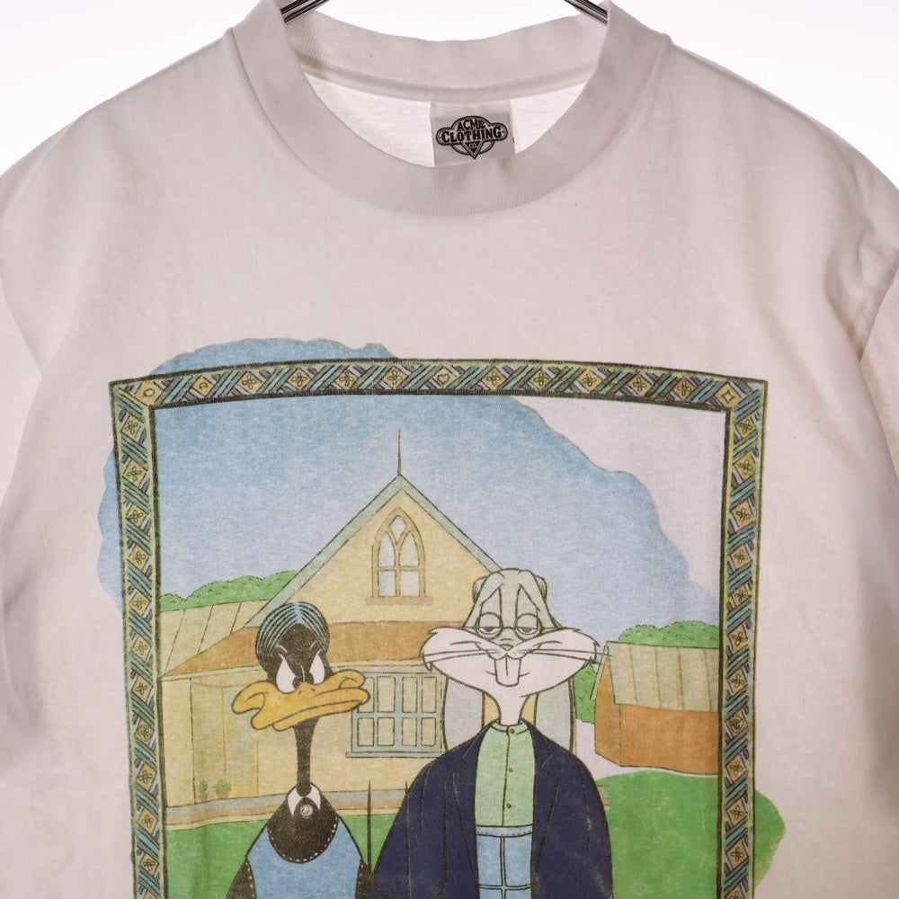 VINTAGE(ヴィンテージ) 90s LOONEY TUNES Bugs Bunny&Daffy Duck ルーニーチューンズ アメリカンゴシック 半袖Tシャツ ホワイト