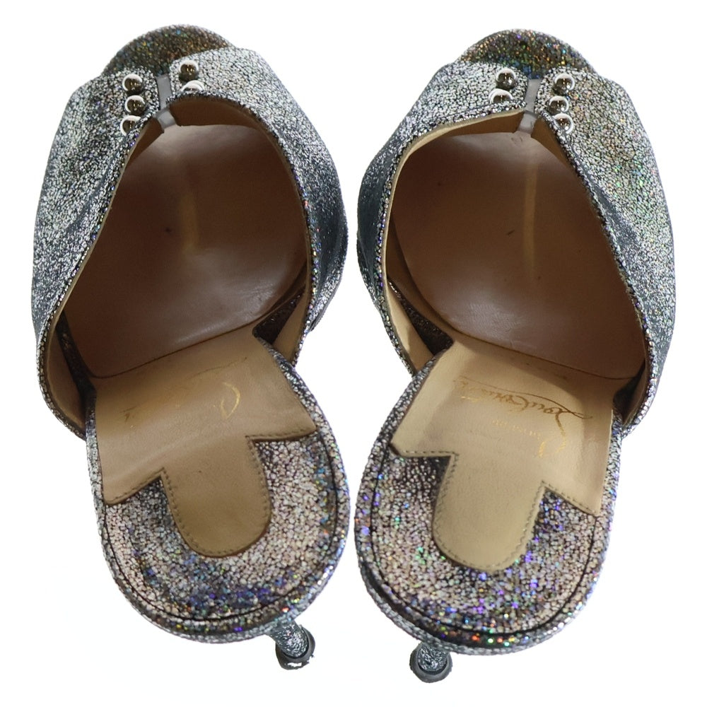 CHRISTIAN LOUBOUTIN(クリスチャンルブタン) PREDUMULE オープントゥ ヒール ミュール シルバー レディース
