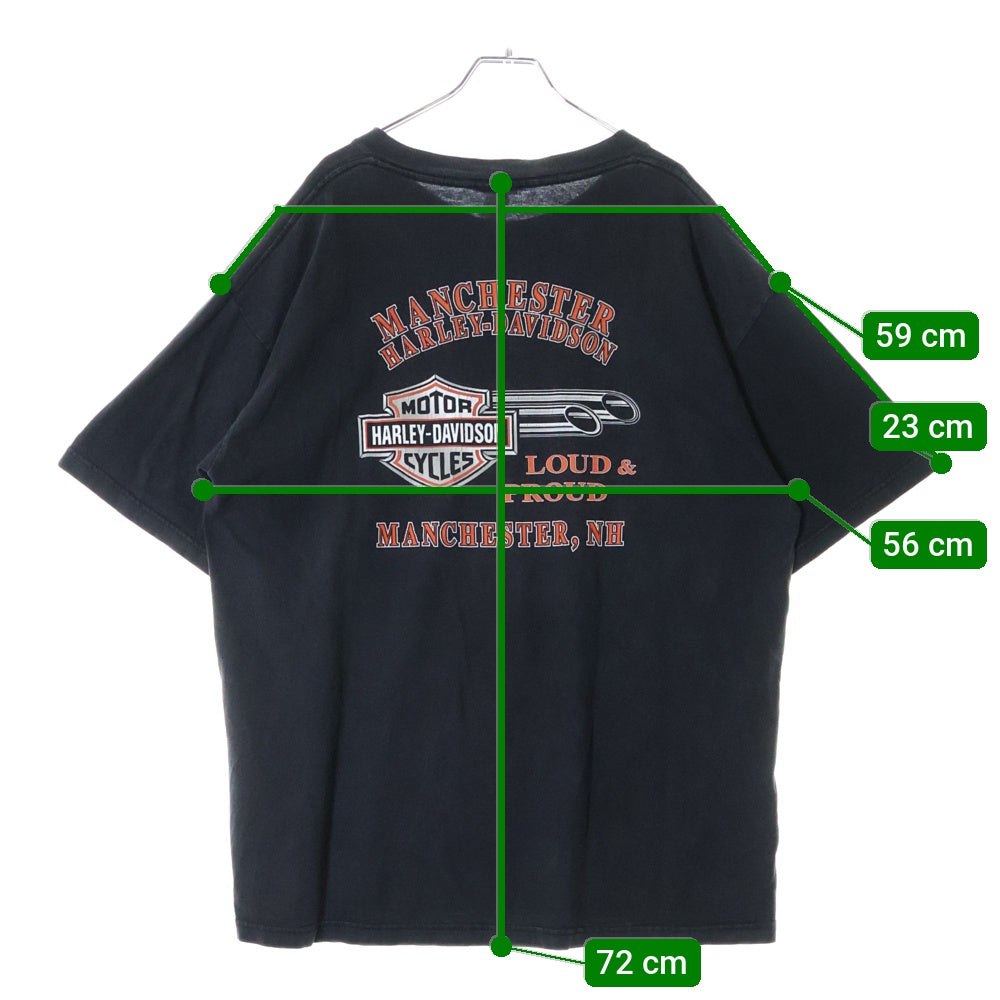 VINTAGE(ヴィンテージ) 00S Harley-Davidson 両面プリント 半袖Tシャツ ブラック