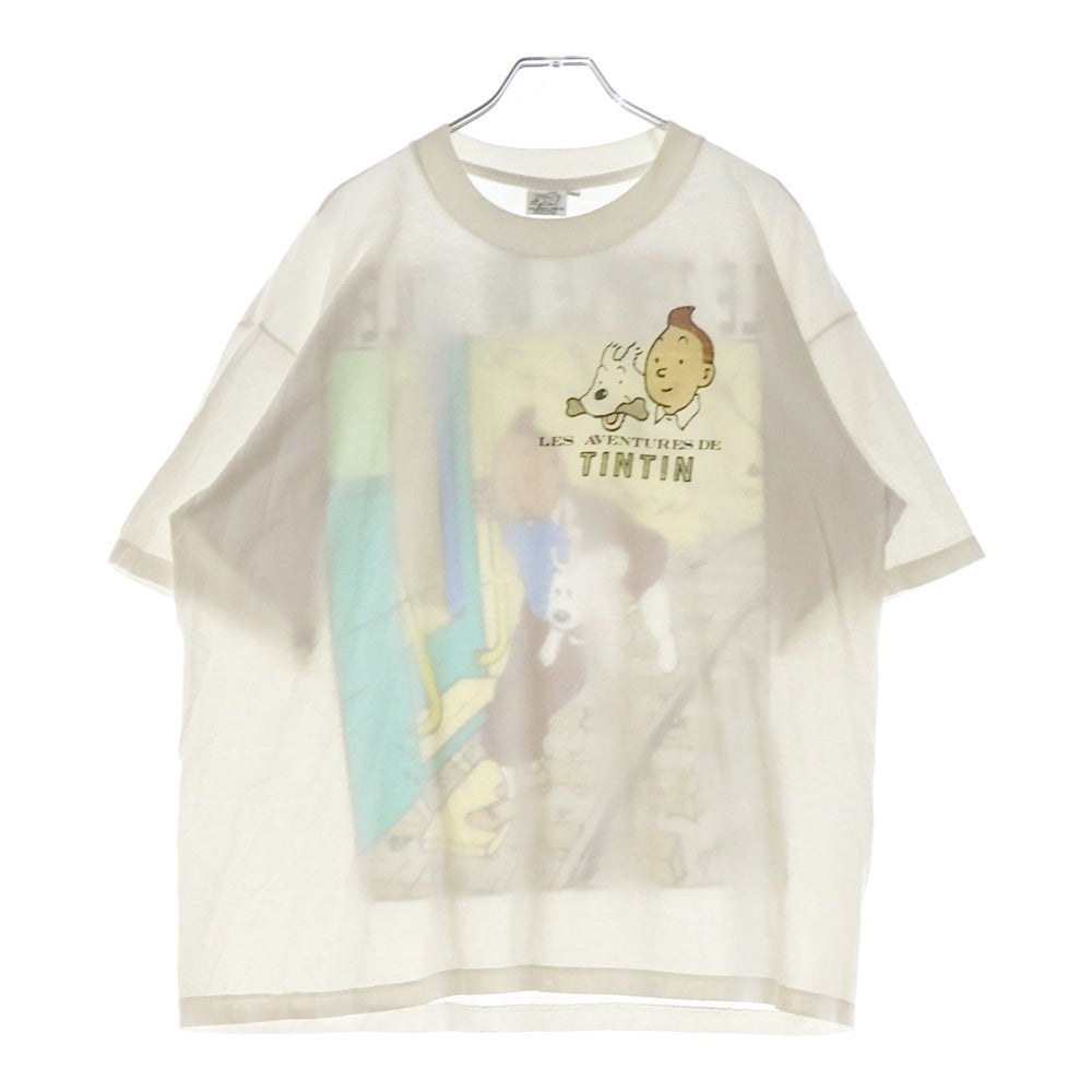 VINTAGE(ヴィンテージ) 90S TINTIN LE TEMPLE DU SULEIL タンタンの冒険 両面プリント 半袖Tシャツ ホワイト