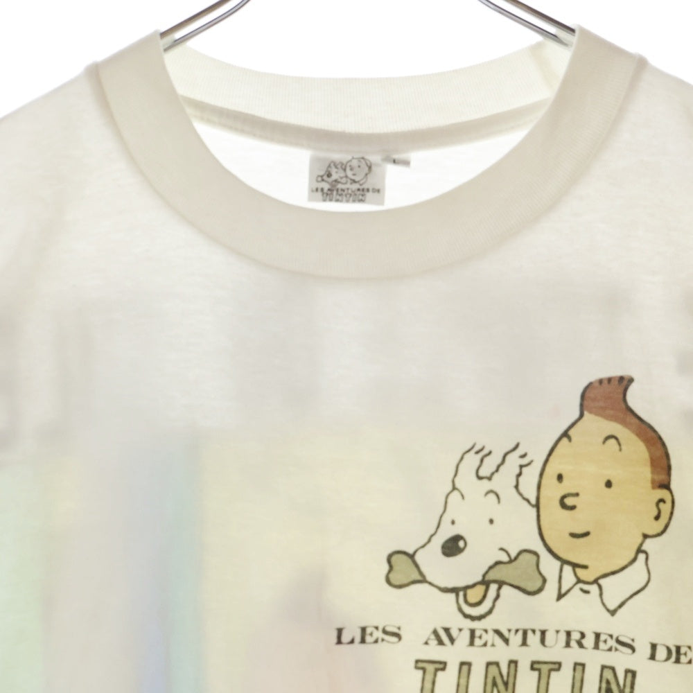 VINTAGE(ヴィンテージ) 90S TINTIN LE TEMPLE DU SULEIL タンタンの冒険 両面プリント 半袖Tシャツ ホワイト