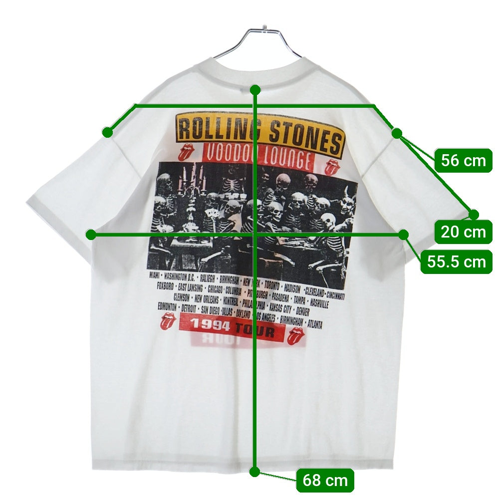 VINTAGE(ヴィンテージ) 90s ROLLING STONES VOODOO LOUNGE 1994 TOUR BOOTLEG ローリングストーンズ 半袖Tシャツ カットソー ホワイト